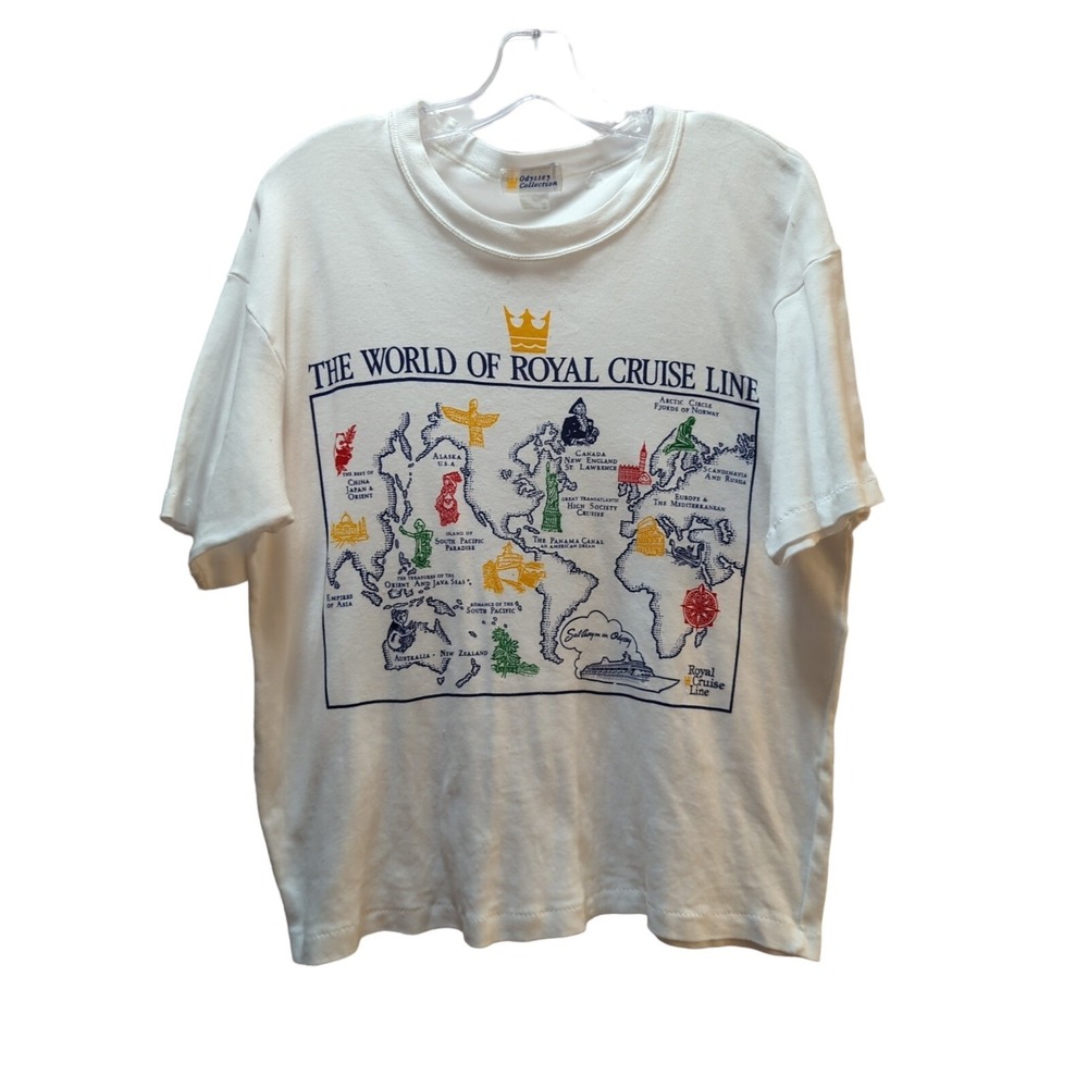 Women's vintage World of Royal Cruise lines t shirt L large SHORT petite